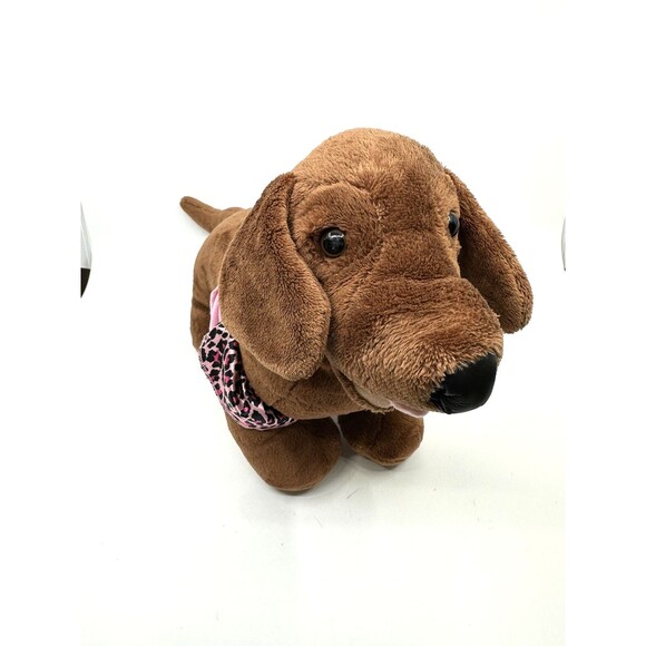 Build A Bear DACHSHUND Weiner DOG Plush BAB W/ Hello Kitty Leopard Pajama Top - Picture 2 of 6